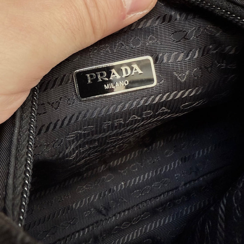 Interior of Prada Black Tessuto Nylon Re-Edition 2000 Bag