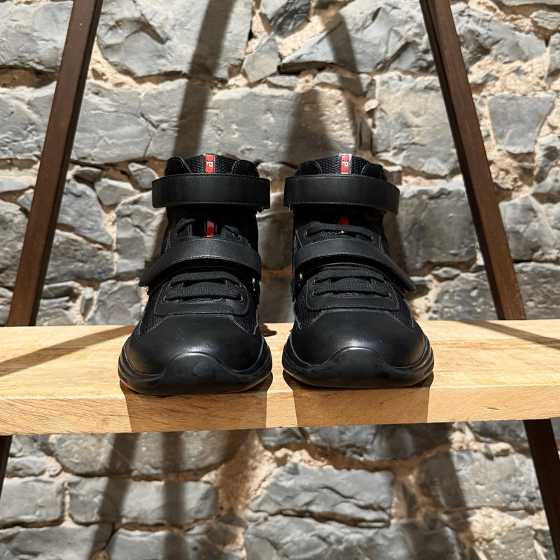 Prada Linea Rossa 2018 America's Cup Black Leather Mesh High-top Sneakers