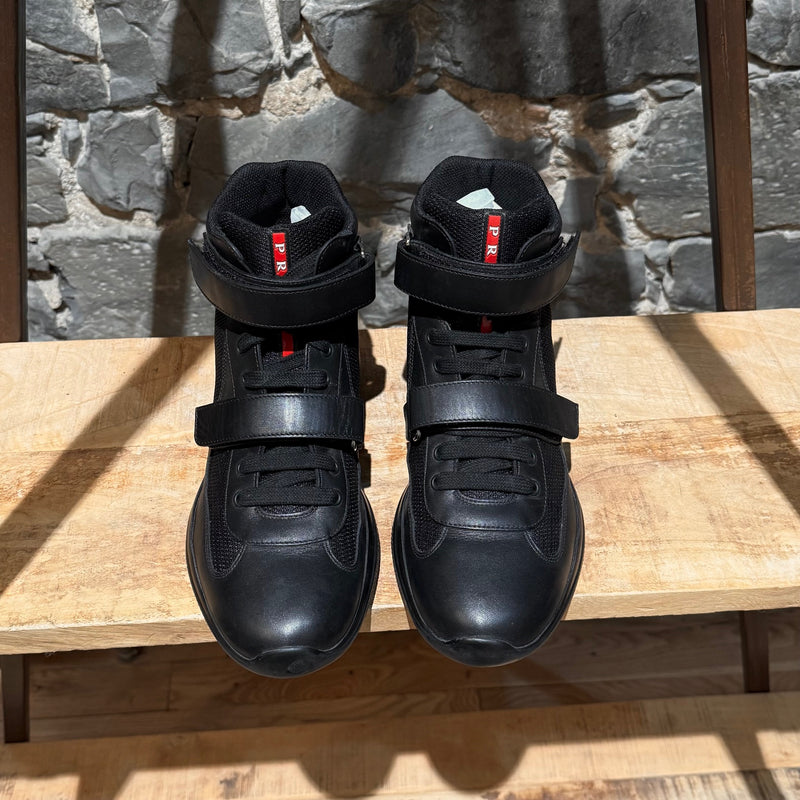 Prada Linea Rossa 2018 America's Cup Black Leather Mesh High-top Sneakers