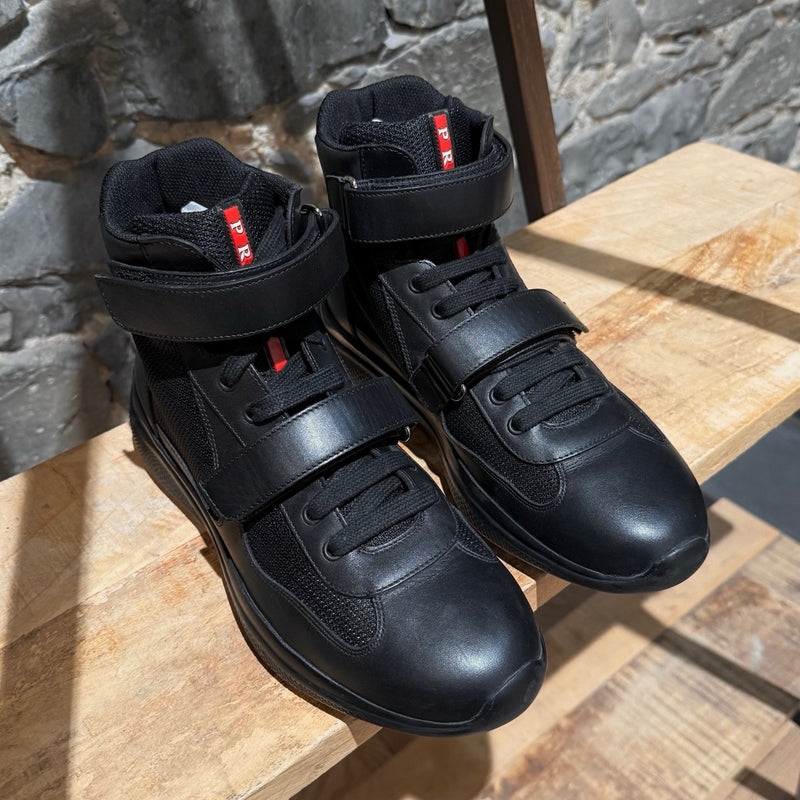 Prada Linea Rossa 2018 America's Cup Black Leather Mesh High-top Sneakers