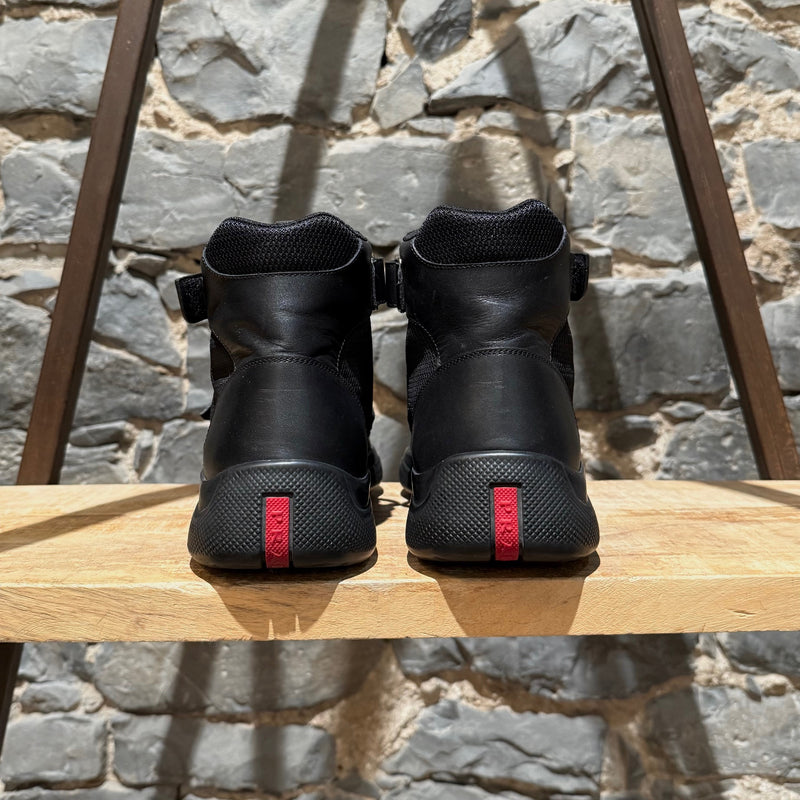 Prada Linea Rossa 2018 America's Cup Black Leather Mesh High-top Sneakers