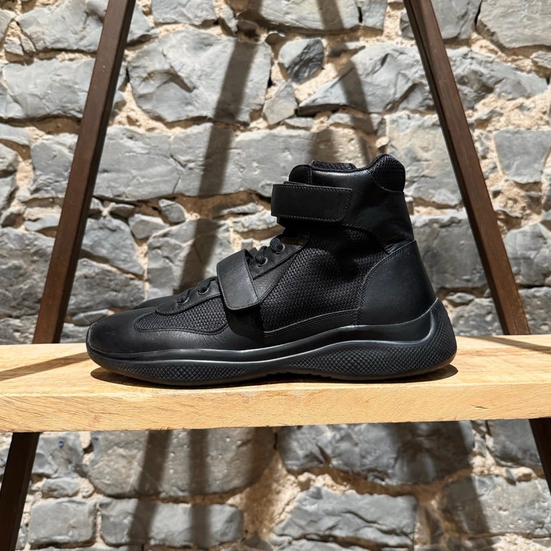 Prada Linea Rossa 2018 America's Cup Black Leather Mesh High-top Sneakers