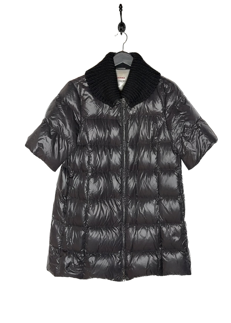 Main photo of Prada Linea Rossa Black Down Wool Collar Short Sleeves Puffer Coat