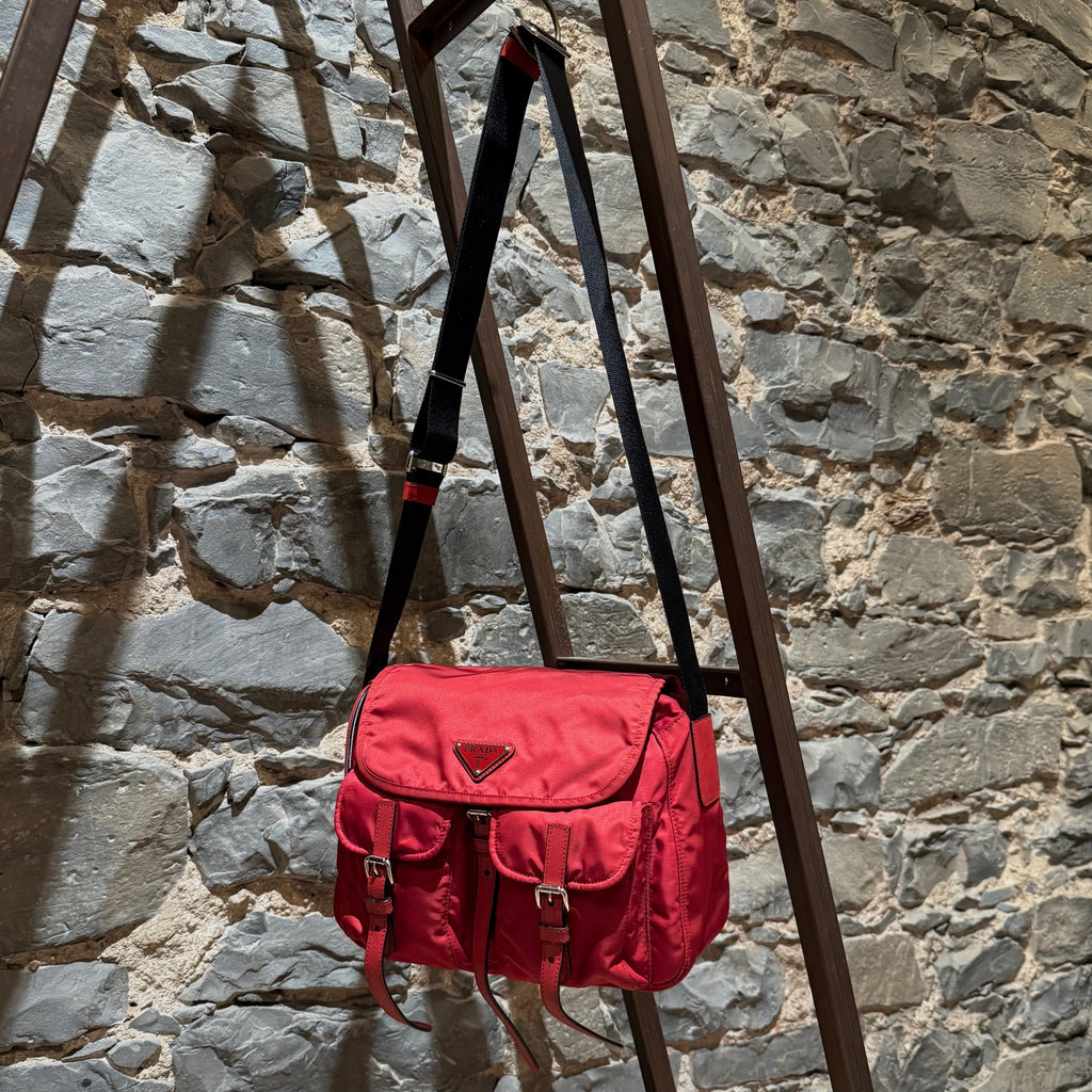 Prada 2020 Red Tessuto Nylon Messenger Bag