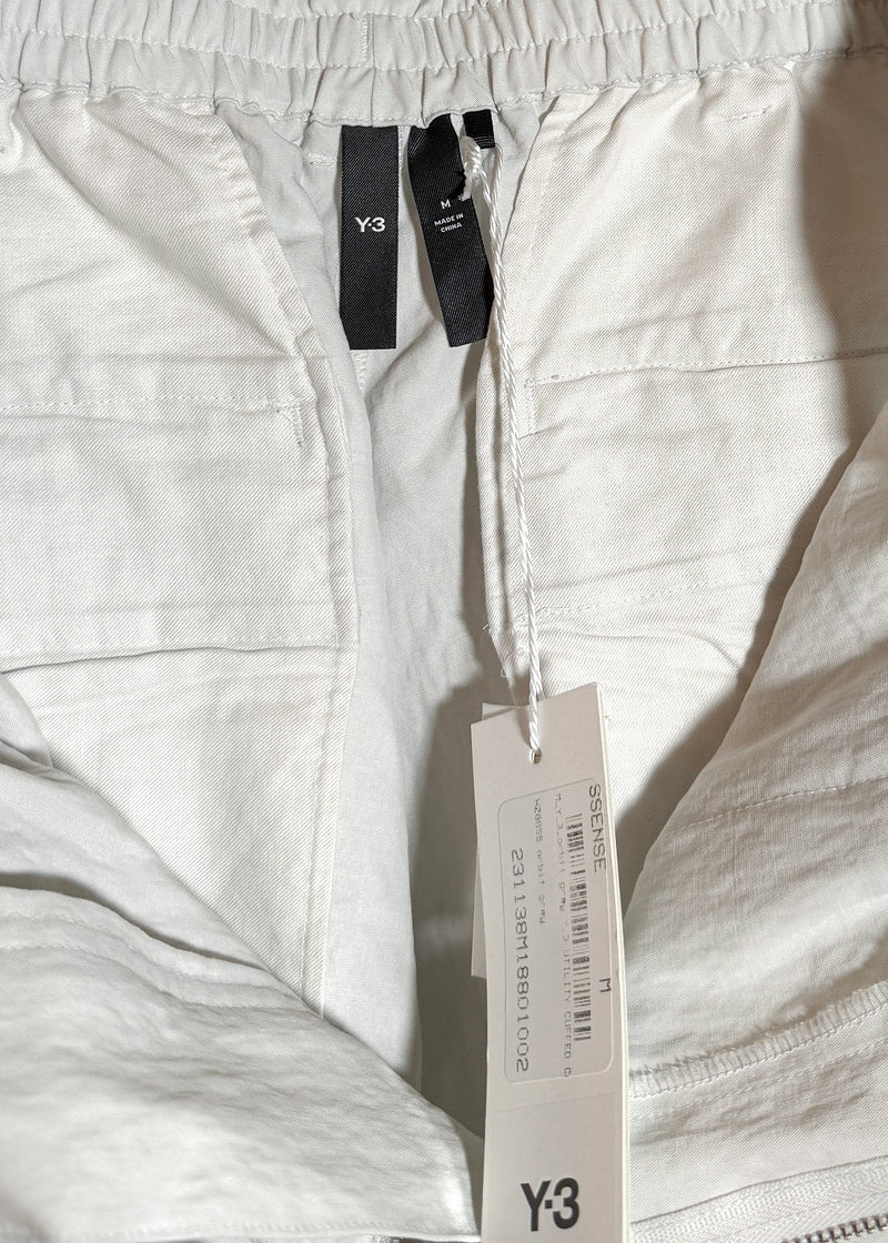 Waistband, tags and labels of Y-3 Orbit Grey Utility Cuffed Cargo Pants