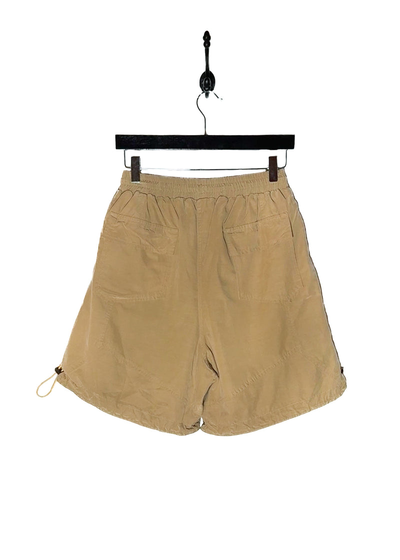 Back of Rhude Fighter Flight Beige Cotton Blend Drawstring Shorts