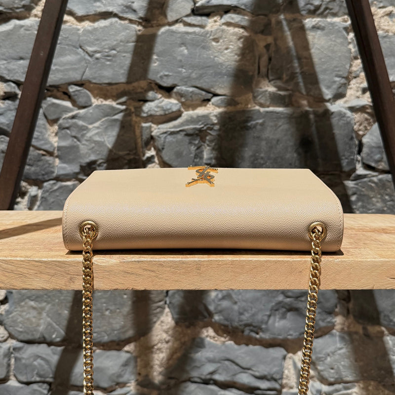 Top view of Saint Laurent Beige Grain de Poudre Medium Kate Chain Bag