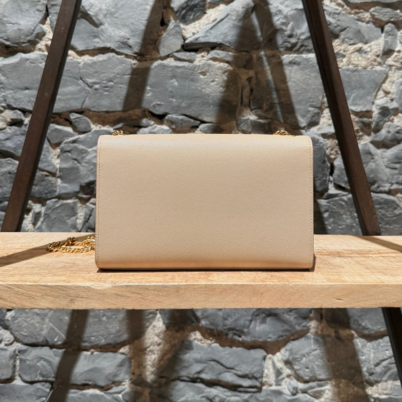 Back view of Saint Laurent Beige Grain de Poudre Medium Kate Chain Bag