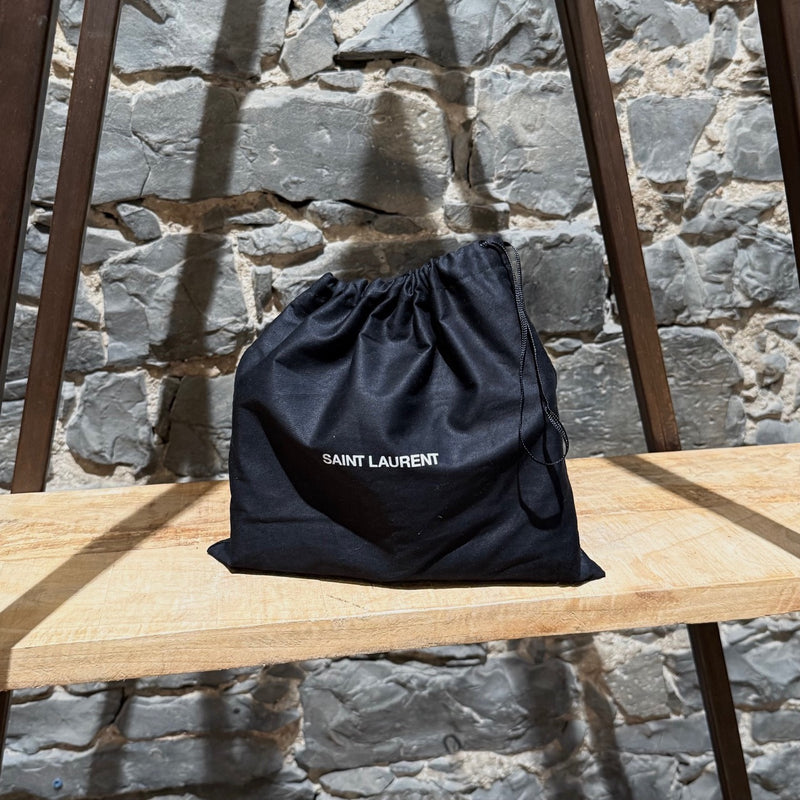 Saint Laurent Black Croc Embossed Small Kate Tassle Chain Bag