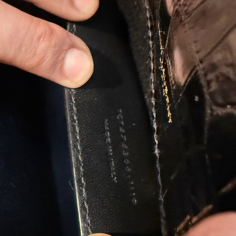 Saint Laurent Black Croc Embossed Small Kate Tassle Chain Bag