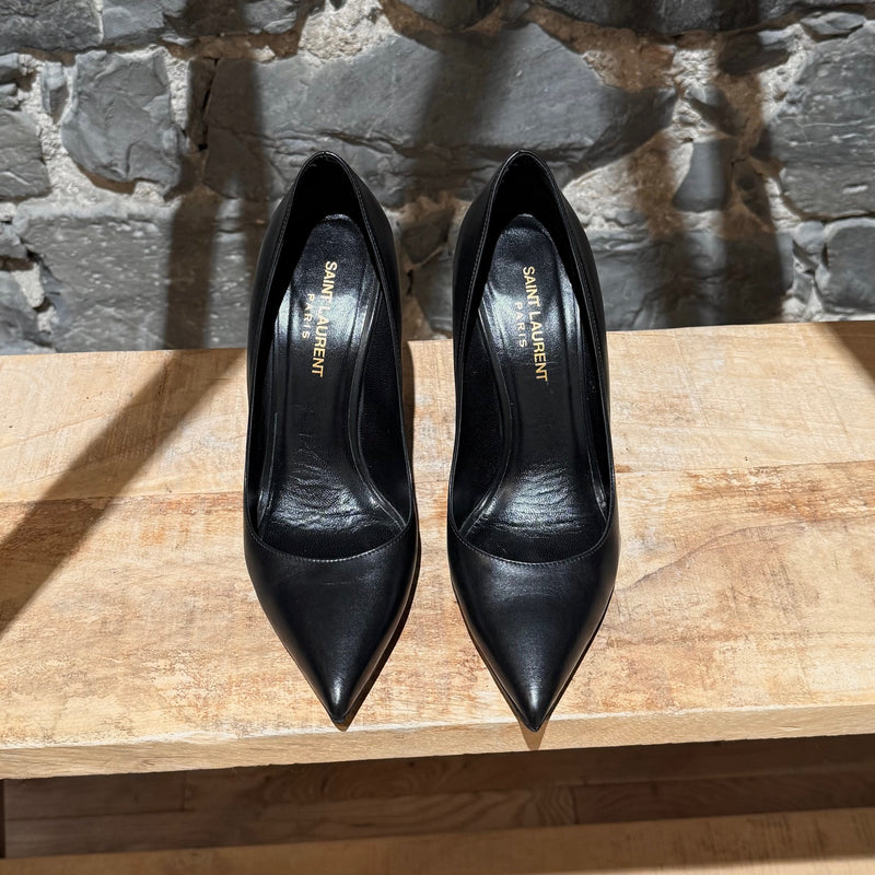 Saint Laurent Black Leather Paris 100 Pumps