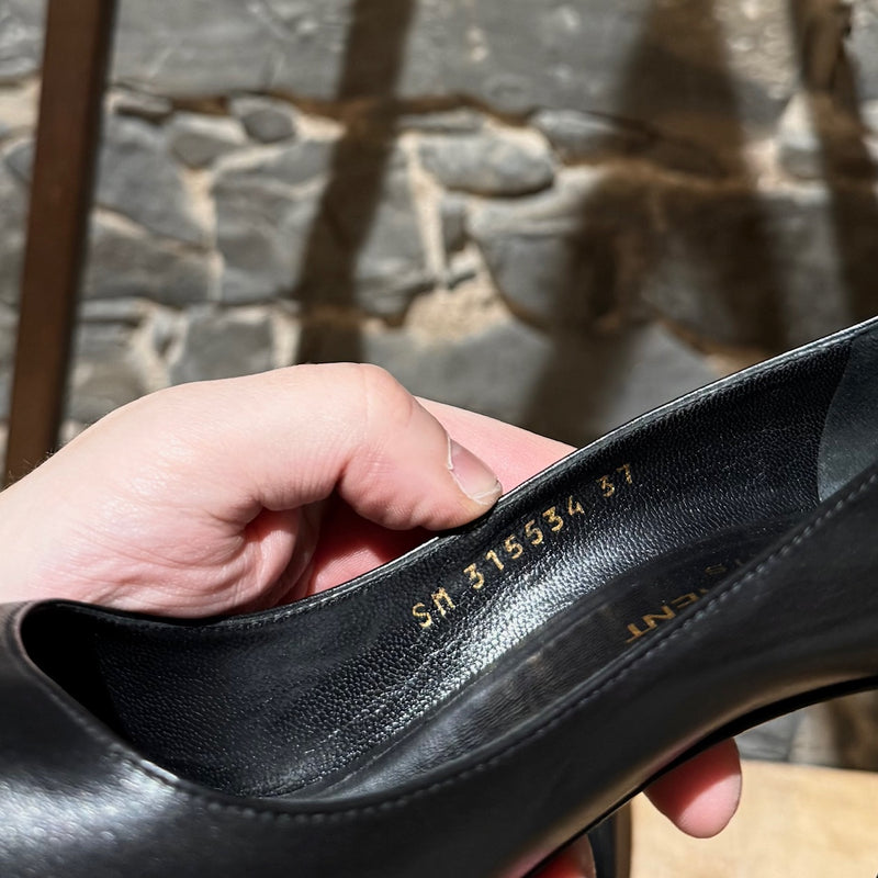 Saint Laurent Black Leather Paris 100 Pumps
