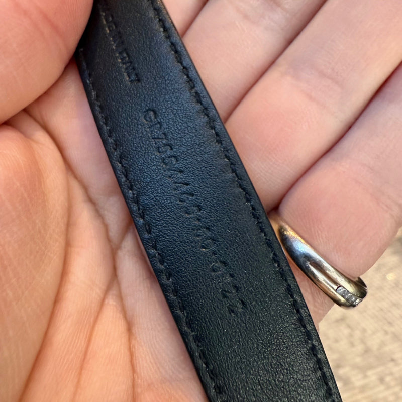 Saint Laurent Black Leather YSL Monogram Cassandre Belt