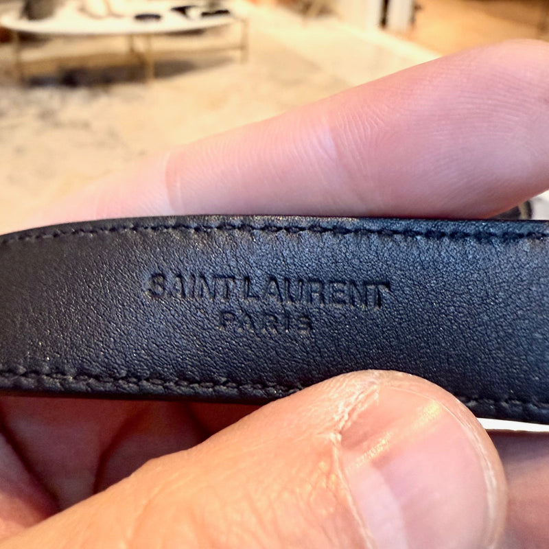 Saint Laurent Black Leather YSL Monogram Cassandre Belt