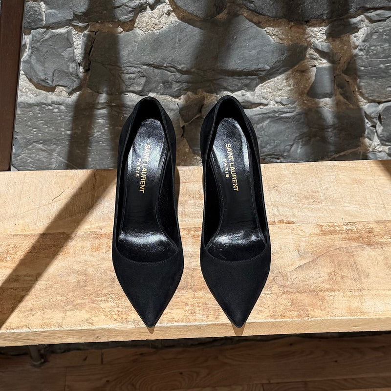 Saint Laurent Black Suede Paris 100 Pumps