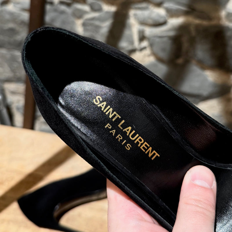 Saint Laurent Black Suede Paris 100 Pumps