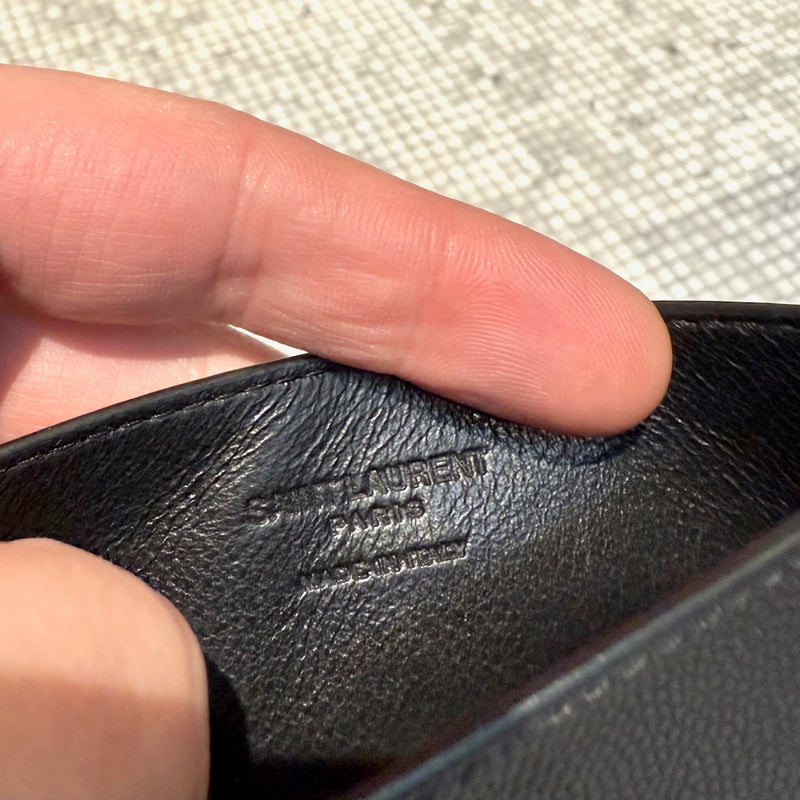 Saint Laurent Black Grain de Poudre Leather Uptown Chain Wallet W/ Card Case