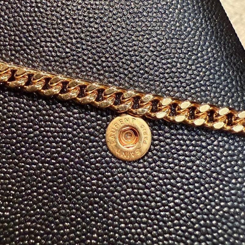 Saint Laurent Black Grain de Poudre Leather Uptown Chain Wallet W/ Card Case