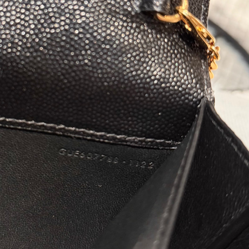 Saint Laurent Black Grain de Poudre Leather Uptown Chain Wallet W/ Card Case