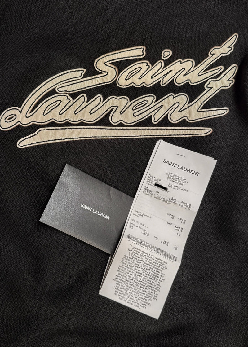 Receipt of Saint Laurent Signature Logo Back Teddy Bomber Jacket