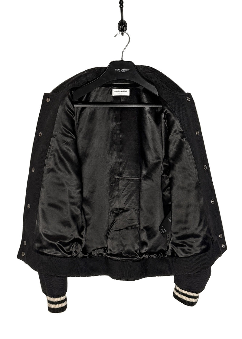 Interior of Saint Laurent Signature Logo Back Teddy Bomber Jacket