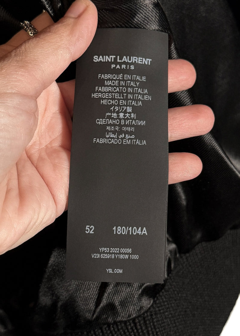 Labels of Saint Laurent Signature Logo Back Teddy Bomber Jacket