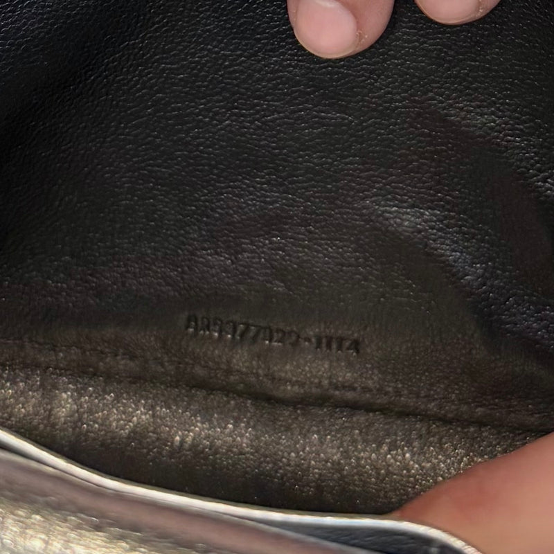 Saint Laurent Silver Metallic Kate Monogram Wallet On Chain Clutch