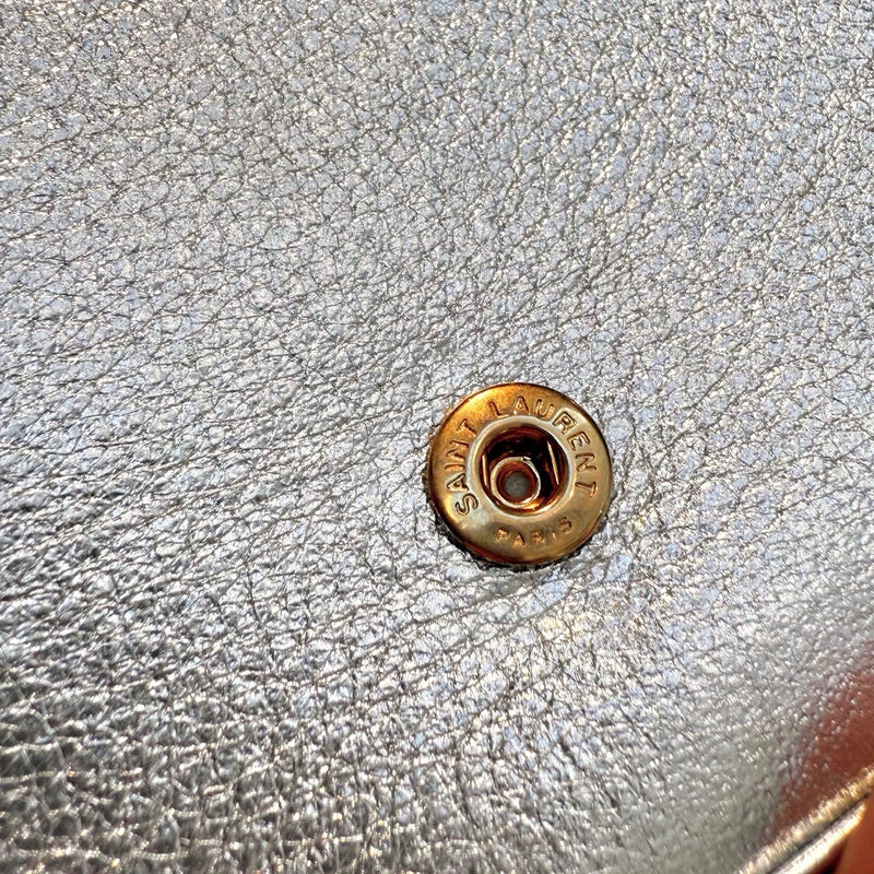 Saint Laurent Silver Metallic Kate Monogram Wallet On Chain Clutch