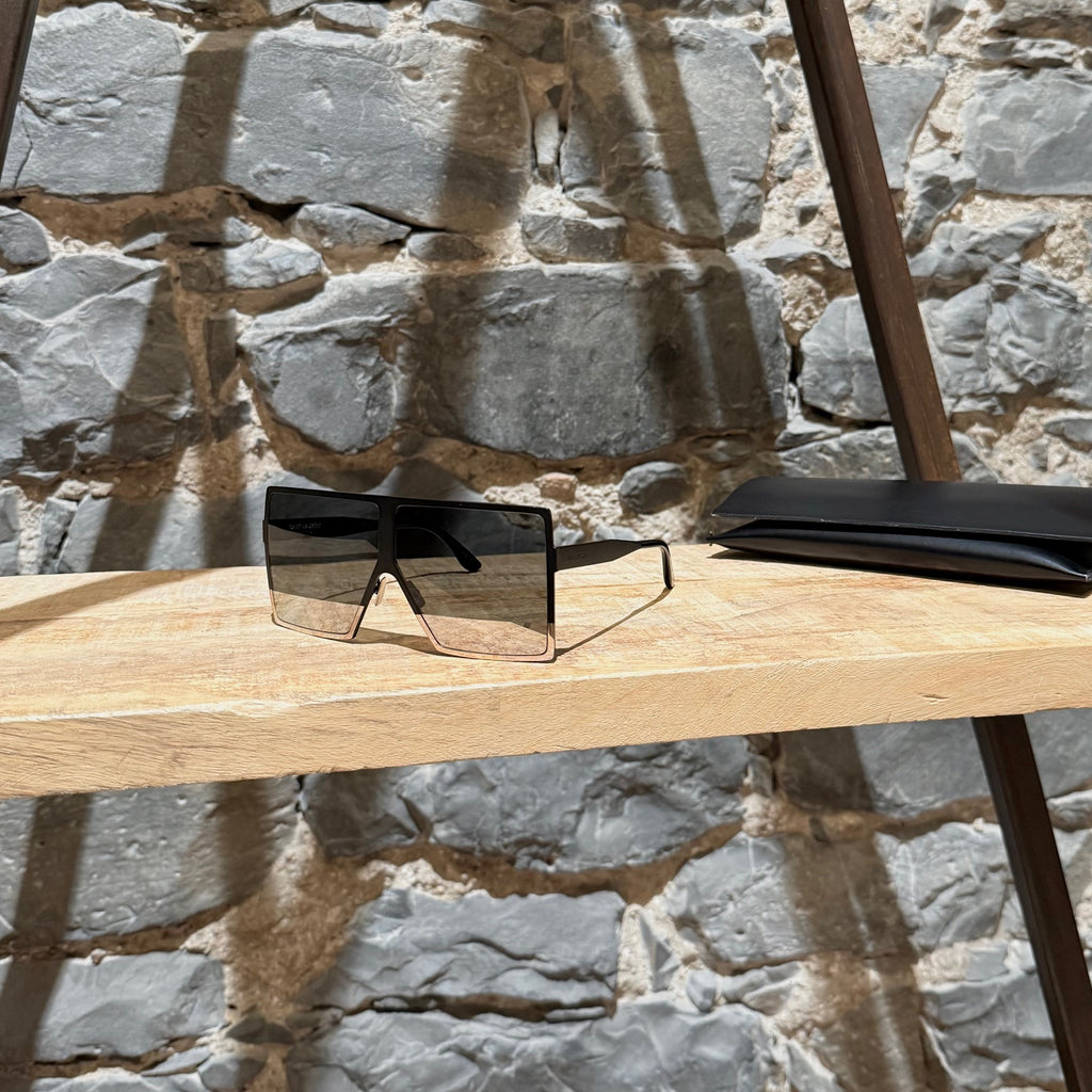 Main photo of Saint Laurent SL 182 Betty Black Silver Square Shield Sunglasses