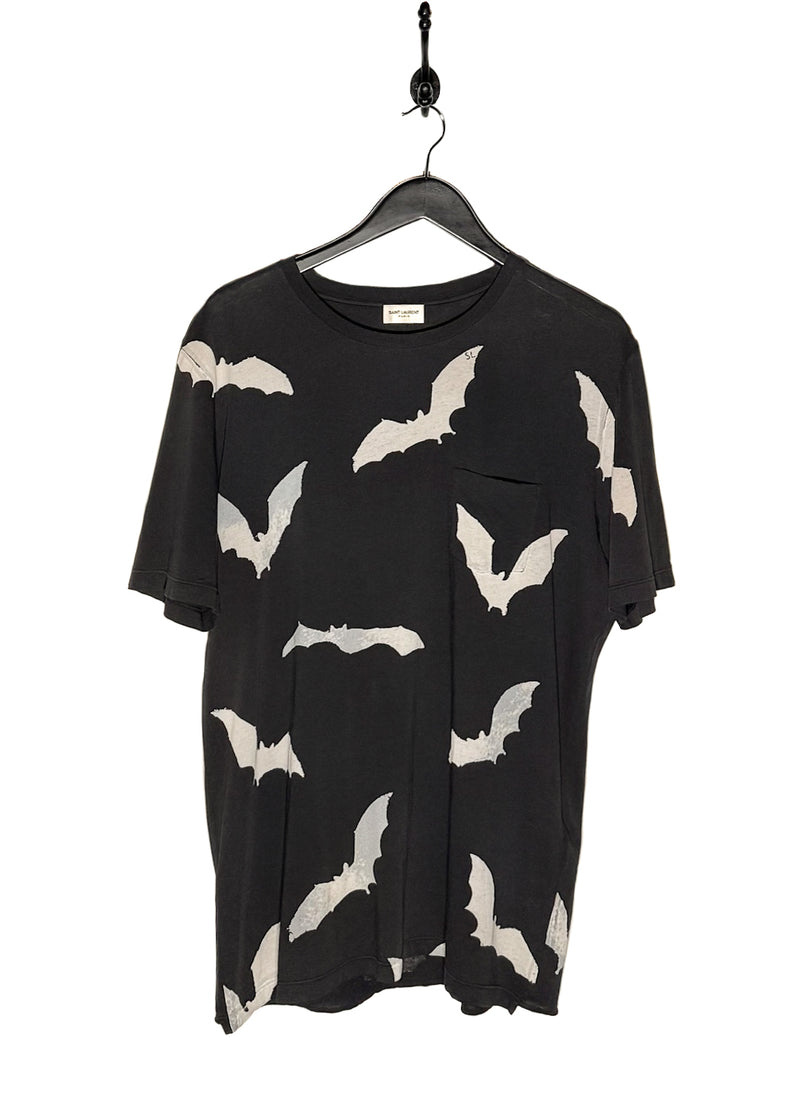 Saint Laurent SS19 Bat Prints Faded Black T-shirt