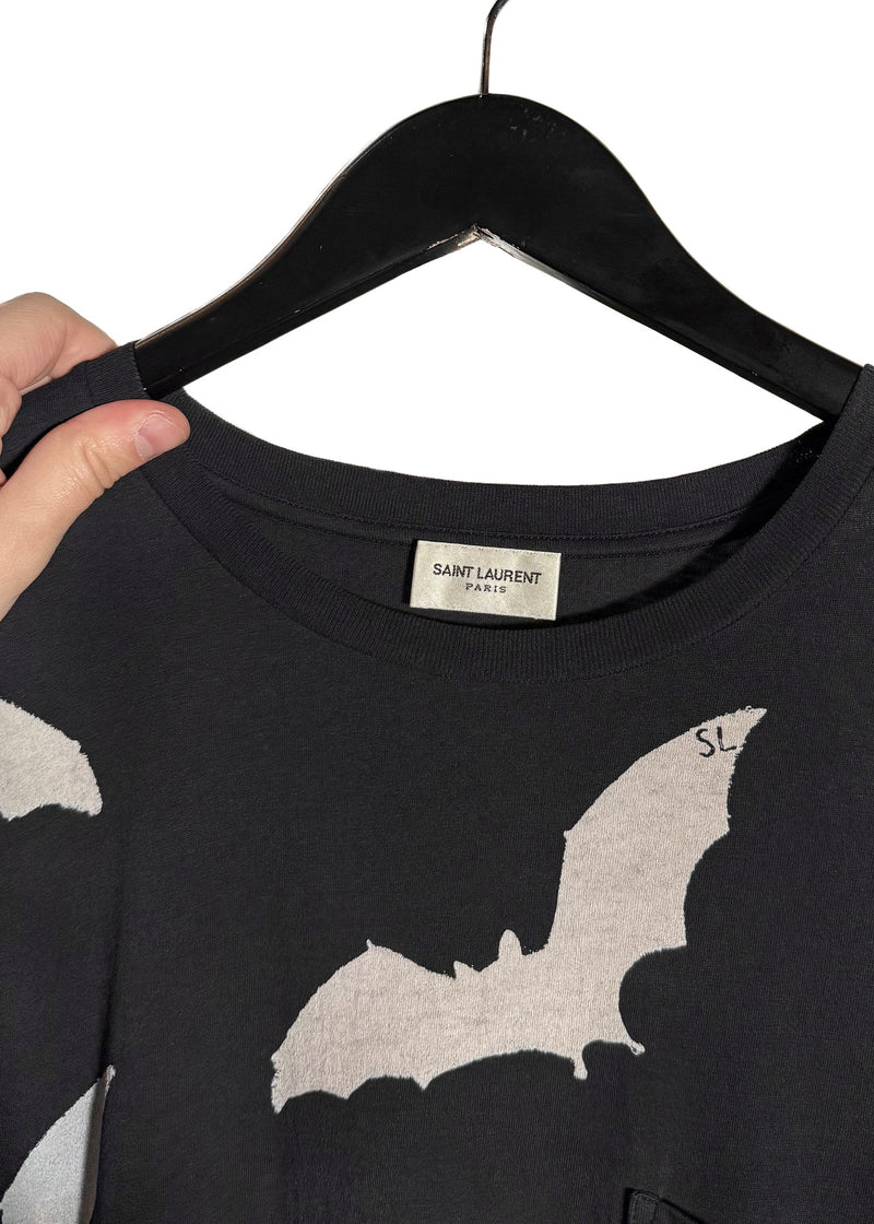 Saint Laurent SS19 Bat Prints Faded Black T-shirt