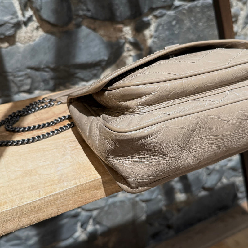 Saint Laurent Taupe Vintage Leather Niki Baby Monogram Chain Bag
