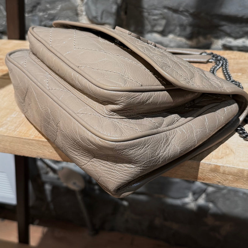 Saint Laurent Taupe Vintage Leather Niki Baby Monogram Chain Bag