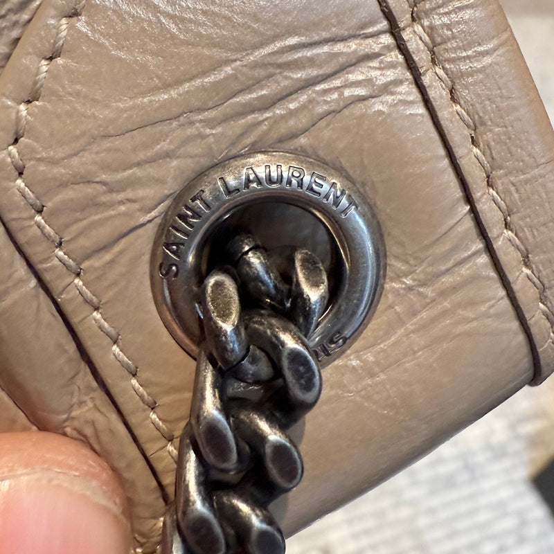 Saint Laurent Taupe Vintage Leather Niki Baby Monogram Chain Bag
