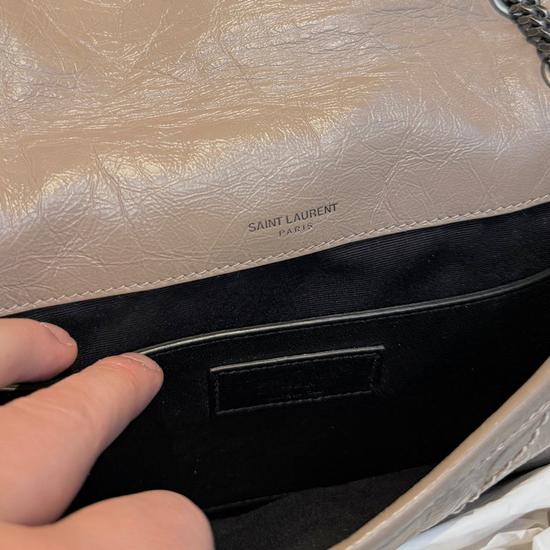 Saint Laurent Taupe Vintage Leather Niki Baby Monogram Chain Bag