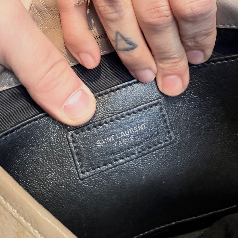 Saint Laurent Taupe Vintage Leather Niki Baby Monogram Chain Bag