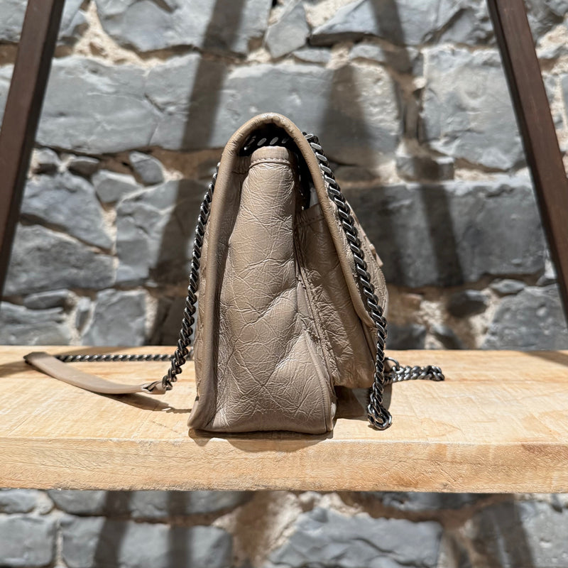 Saint Laurent Taupe Vintage Leather Niki Baby Monogram Chain Bag