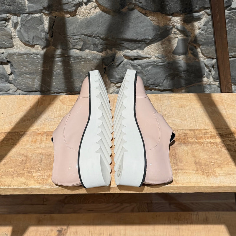 Stella McCartney Pink Patent Faux Leather Monk Strap Platform Shoes