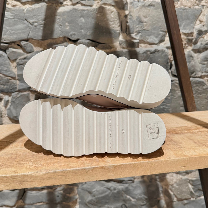 Stella McCartney Pink Patent Faux Leather Monk Strap Platform Shoes