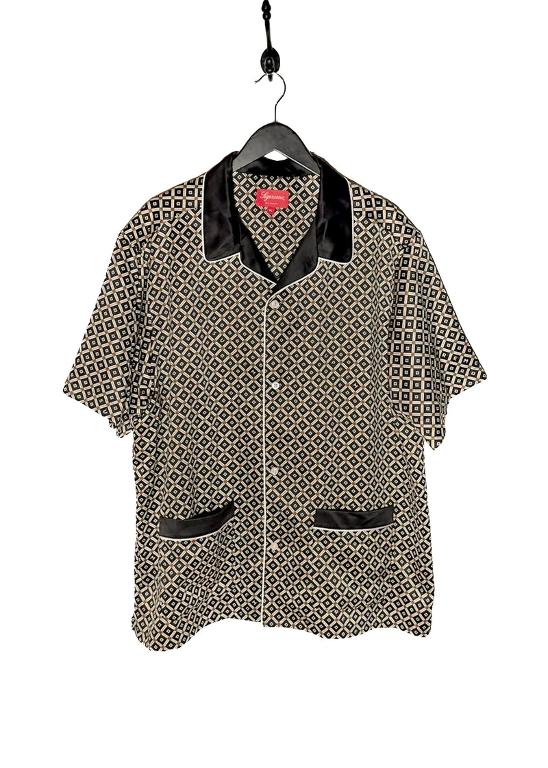 Top Front view of Supreme 2020 Black Paisley Satin Pyjama Set