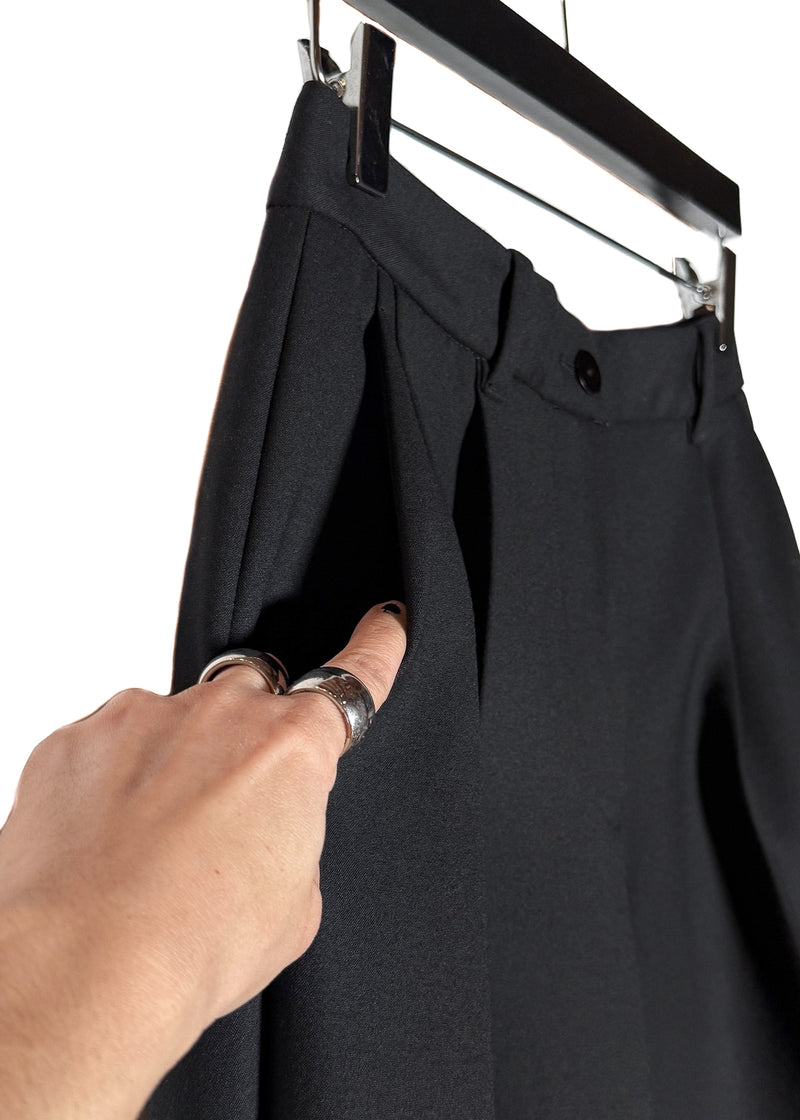 Side pocket of The Row Black Cassandro Satin Cuffed Wide Leg Pants