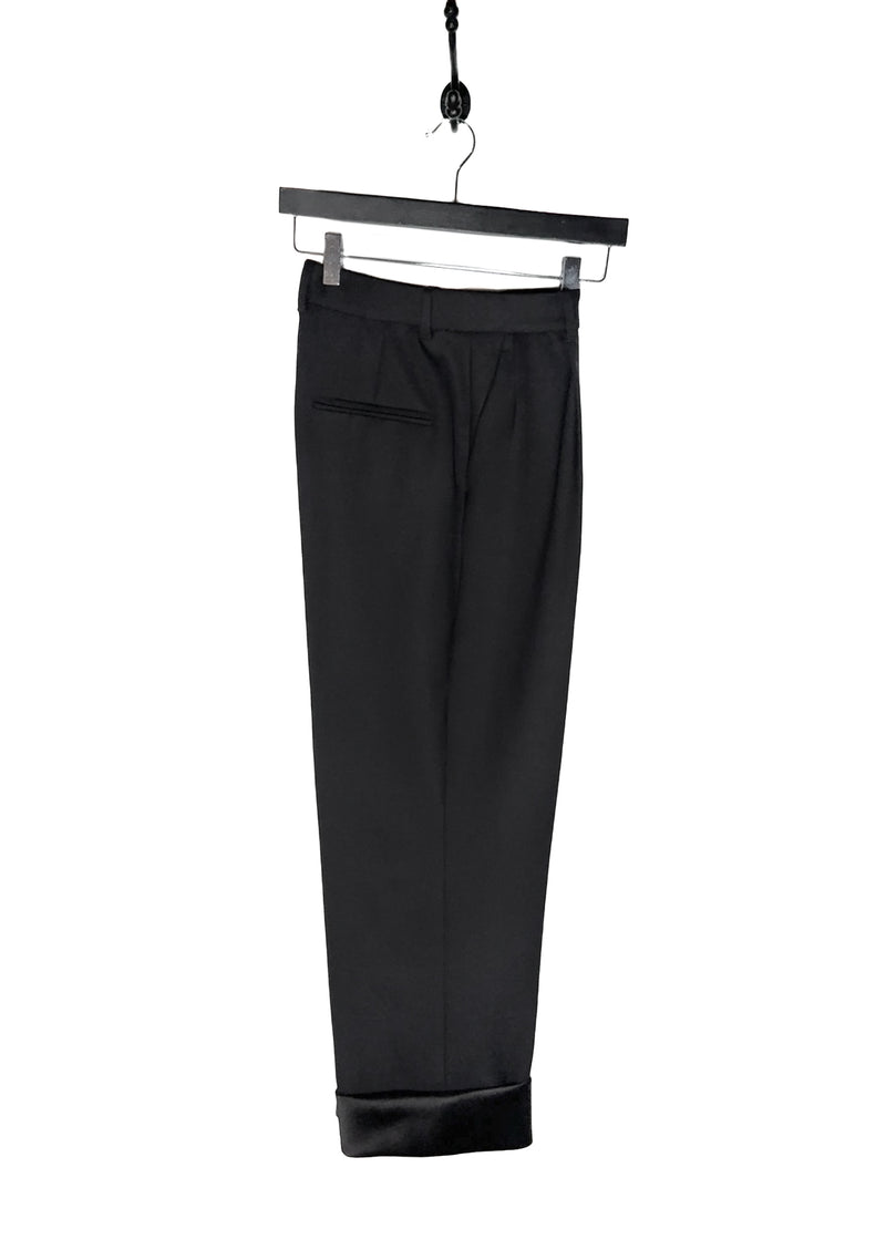 One side of The Row Black Cassandro Satin Cuffed Wide Leg Pants