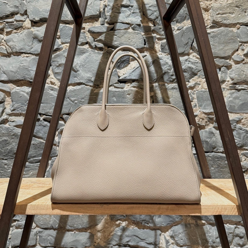 The Row Dark Taupe Grained Leather Soft Margaux 15 Bag