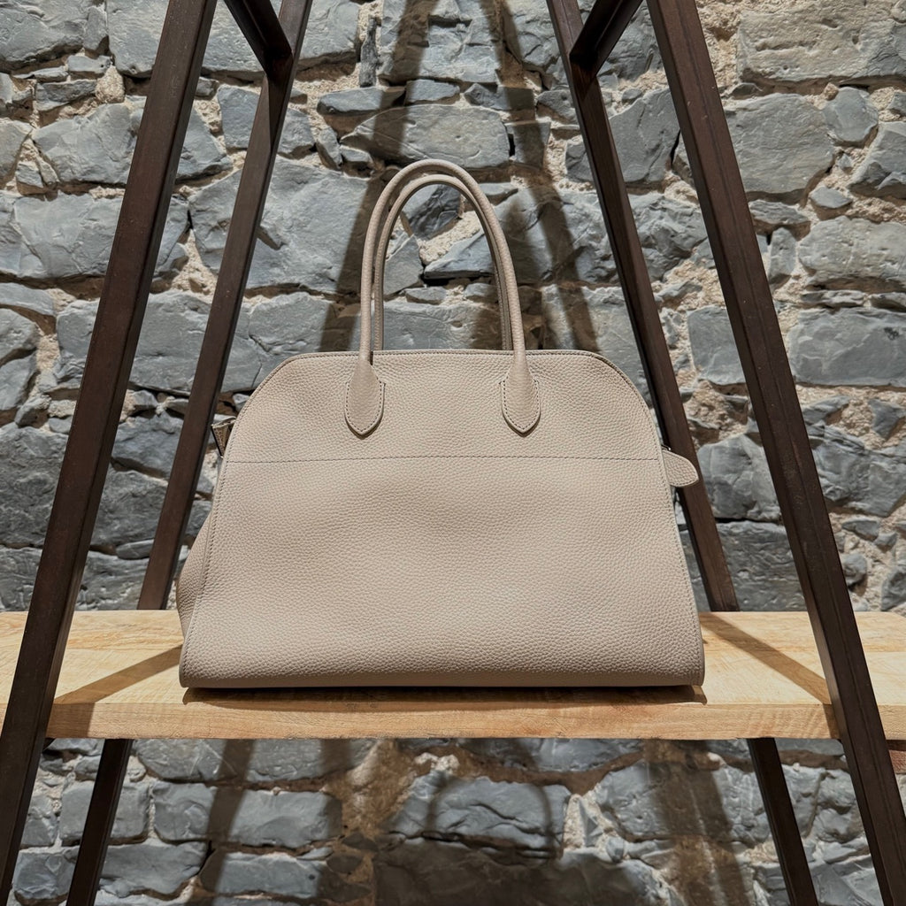 Main photo of The Row Dark Taupe Grained Leather Soft Margaux 15 Bag