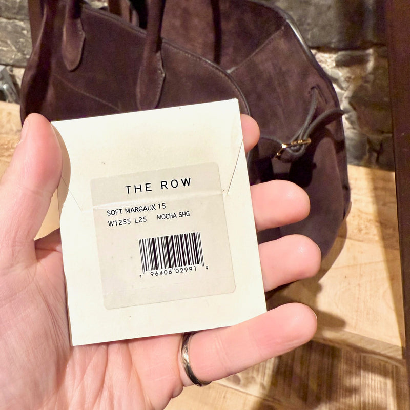 Authenticity card of The Row Mocha Brown Suede Soft Margaux 15 Bag