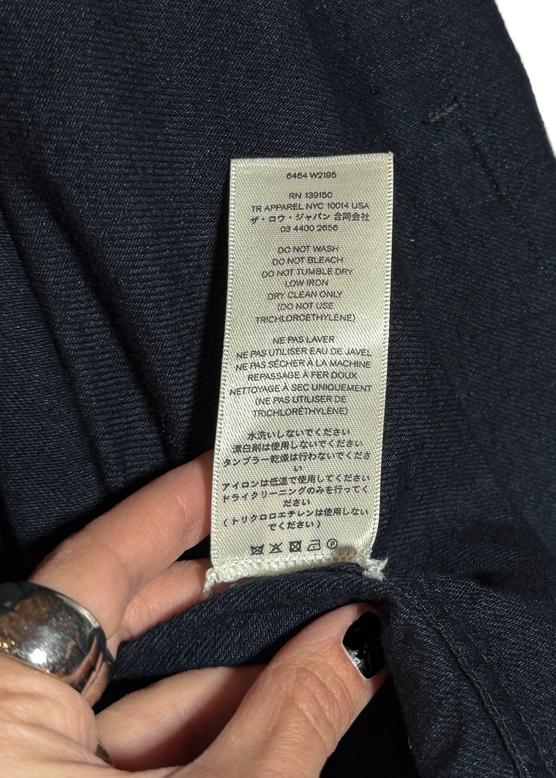 Care label of The Row Navy Blue Oversized Cotton Beckman Chore Jacket