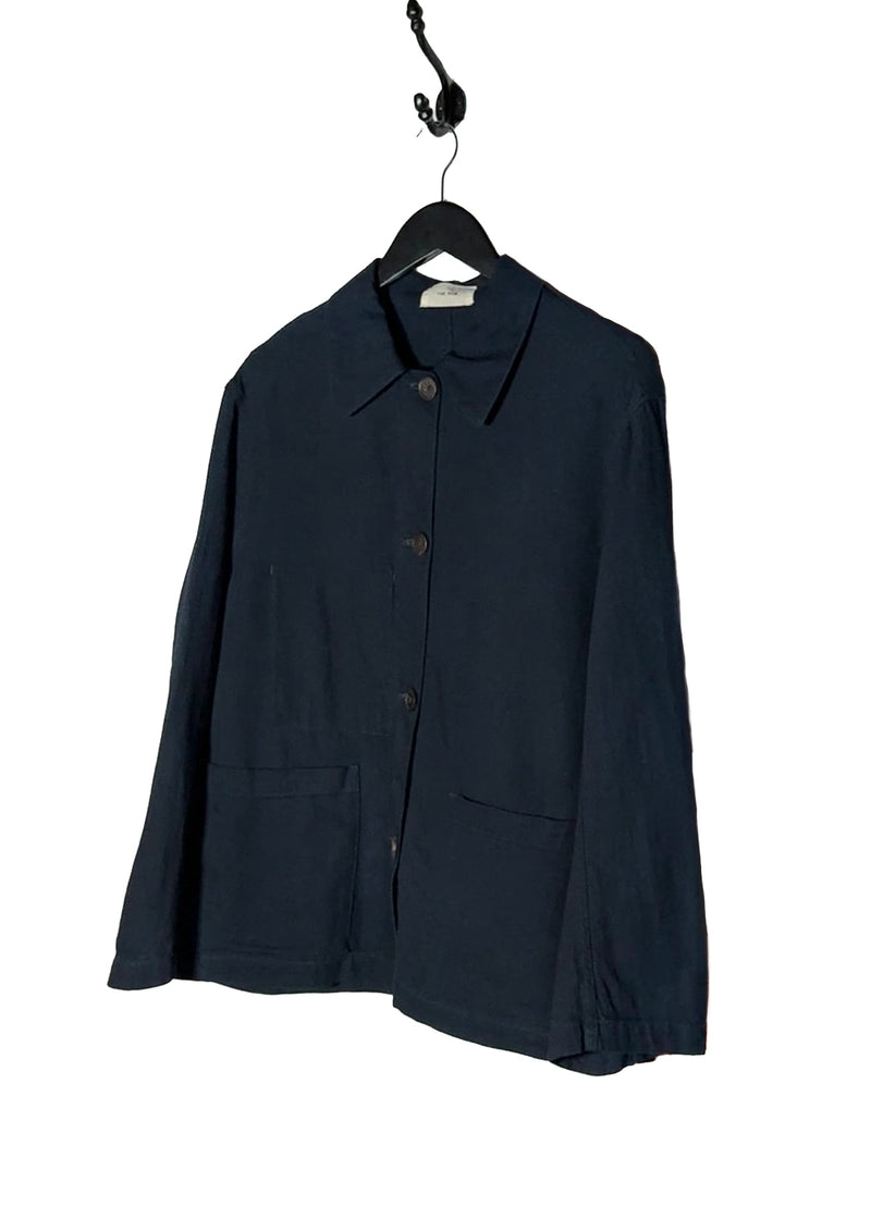 Front side of The Row Navy Blue Oversized Cotton Beckman Chore Jacket