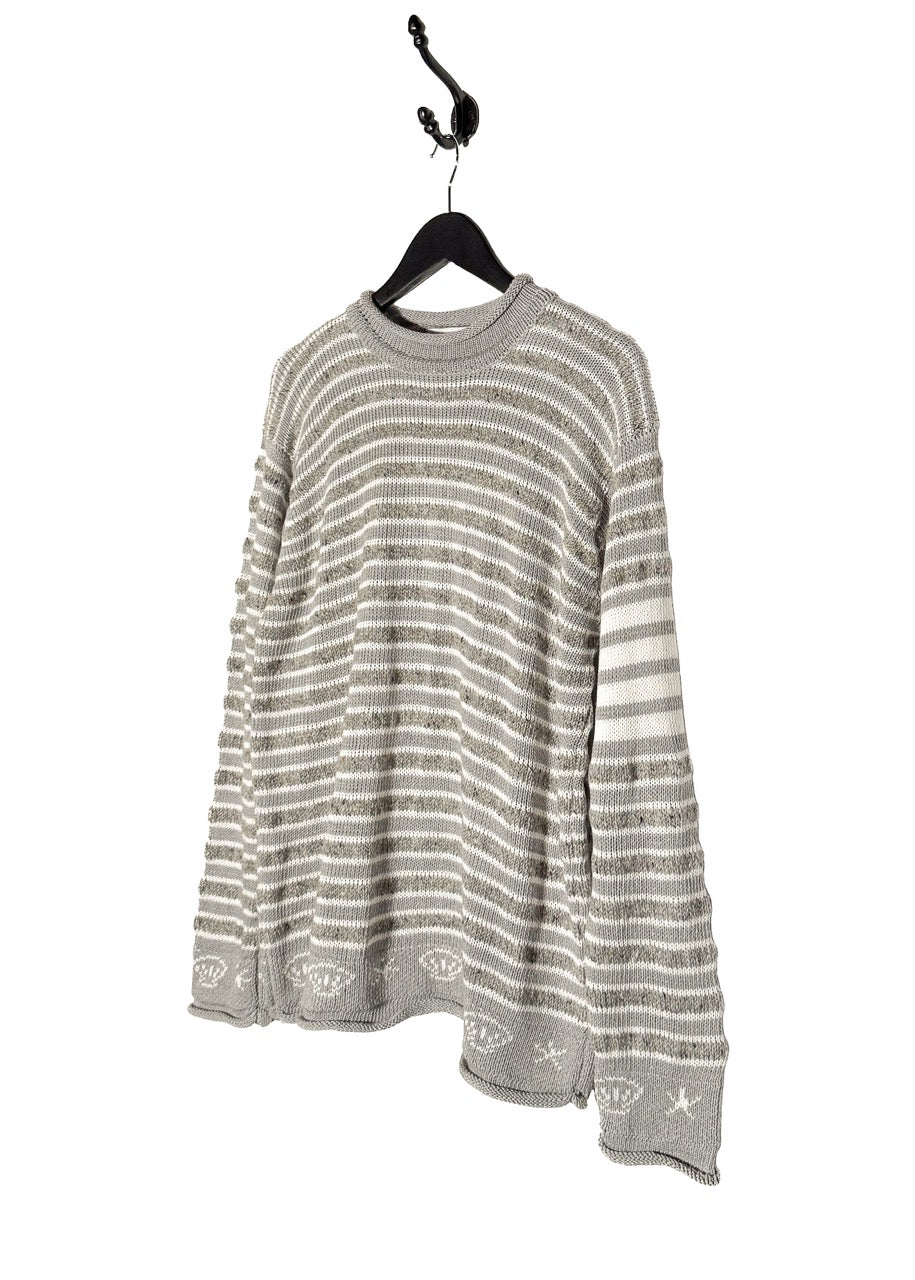 Thom Browne 4-Bar Grey Striped Nautical Theme Crewneck Sweater