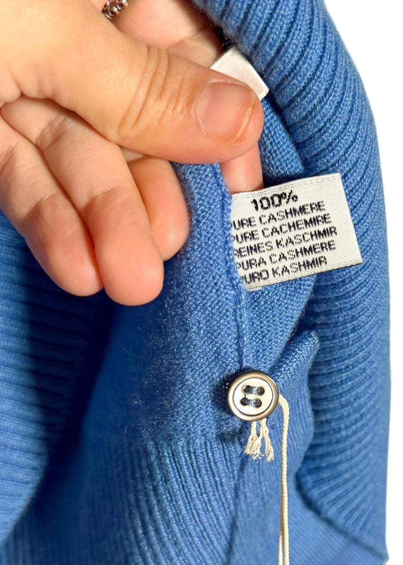 Labels of Thom Browne Blue Cashmere 4-Bar Short Sleeve Knit Polo Shirt