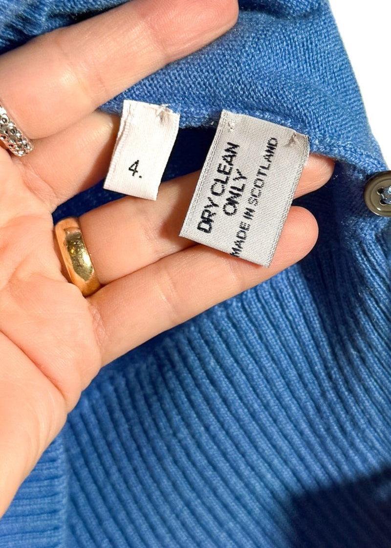 Labels of Thom Browne Blue Cashmere 4-Bar Short Sleeve Knit Polo Shirt